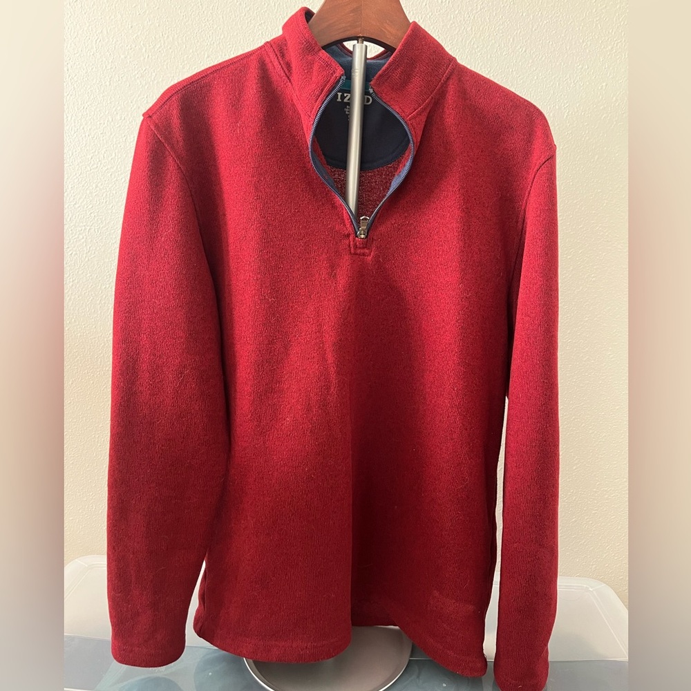 IZOD Red Zip Up Sweater - Small